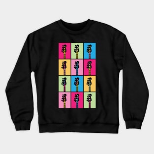 Bass Guitar Headstock Multiple Color Shades Crewneck Sweatshirt